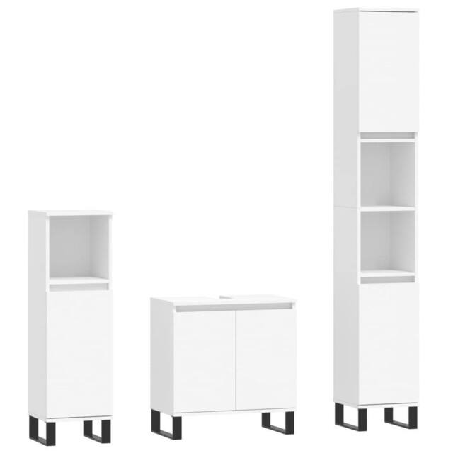 Berkfield Home 3 Piece Bathroom Cabinet Set White Engineered Wood - image 1
