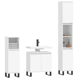 Berkfield Home 3 Piece Bathroom Cabinet Set White Engineered Wood - thumbnail 3