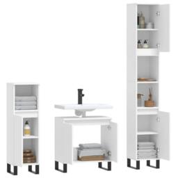 Berkfield Home 3 Piece Bathroom Cabinet Set White Engineered Wood - thumbnail 4