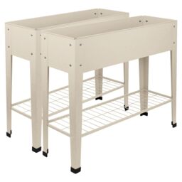 Harbour Housewares Elevated Raised Garden Beds with Legs & Storage Shelf - Pack of 2 in Beige - thumbnail 1