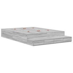 Berkfield Home Storage Bed Frame Grey sonoma Engineered wood 150 x 200 cm - thumbnail 3