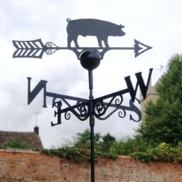 Poppyforge Pig Weathervane - Solid Steel - W61 x H88 cm - Powder Coated Black