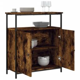 Berkfield Home Sideboard Smoked Oak 70x30x80 cm Engineered Wood in Brown - Size: 70 x 30 x 80 cm - thumbnail 4