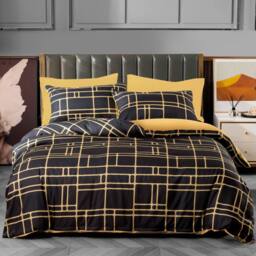 Lazzaro Home Premium Brushed Microfiber Bricks Reversible Duvet Cover Set in Gold - Size: Double - thumbnail 2