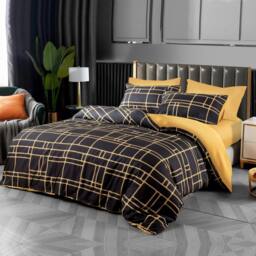Lazzaro Home Premium Brushed Microfiber Bricks Reversible Duvet Cover Set in Gold - Size: Double