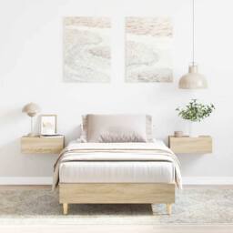 Berkfield Home Durable Bed Frame No Mattress Sonoma Oak 100x200 cm Engineered Wood in Light Brown - thumbnail 2