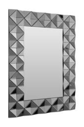 Orsina 3D Geometric Wall Mirror For Livingroom, Modern Rectangular Accent Mirror For Bedroom in Silver - thumbnail 2