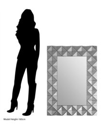 Orsina 3D Geometric Wall Mirror For Livingroom, Modern Rectangular Accent Mirror For Bedroom in Silver - thumbnail 5