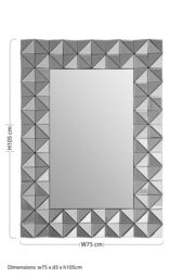 Orsina 3D Geometric Wall Mirror For Livingroom, Modern Rectangular Accent Mirror For Bedroom in Silver - thumbnail 4