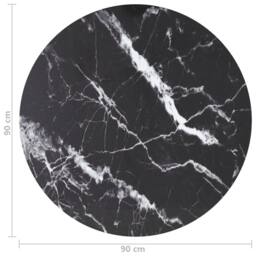 Berkfield Home Table Top Black Ã˜90x1 cm Tempered Glass with Marble Design - Size: 90x1 cm - thumbnail 4