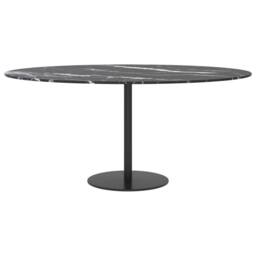 Berkfield Home Table Top Black Ã˜90x1 cm Tempered Glass with Marble Design - Size: 90x1 cm - thumbnail 3
