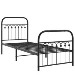 Berkfield Home Metal Bed Frame without Mattress with Footboard Black 75x190cm - Size: 75x190 cm - thumbnail 3
