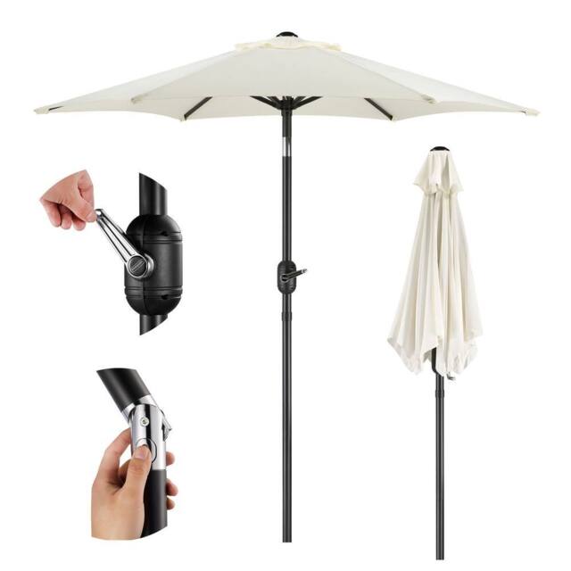 VonHaus 2M Ivory Steel Garden Parasol in Beige - image 1