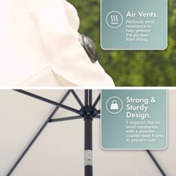 VonHaus 2M Ivory Steel Garden Parasol in Beige - thumbnail 5