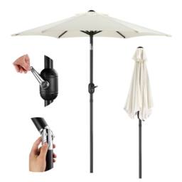 VonHaus 2M Ivory Steel Garden Parasol in Beige