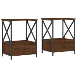 Berkfield Home Bedside Tables 2 pcs Brown Oak 50x41x65 cm Engineered Wood - Size: 50 x 41 x 65 cm - thumbnail 2
