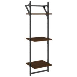 Berkfield Home 3-Tier Wall Shelves with Bars 2 pcs Brown Oak 30x25x100 cm - Size: 30 x 25 x 100 cm - thumbnail 4
