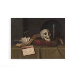 "Artery8 William Michael Harnett Memento Mori Canvas Wall Art Print in Brown - Size: W18"" x H24""" - thumbnail 1