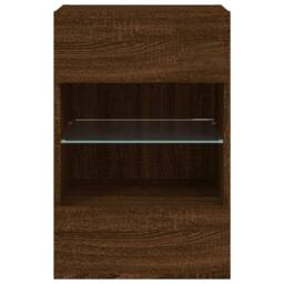 Berkfield Home TV Wall Cabinet with LED Lights Brown Oak 40x30x60.5 cm - thumbnail 9