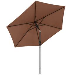 OUTSUNNY 2.6M Garden Parasol Umbrella with Aluminium Pole, Tilt, Crank in Brown - Size: 260 cm x 100 cm - thumbnail 2