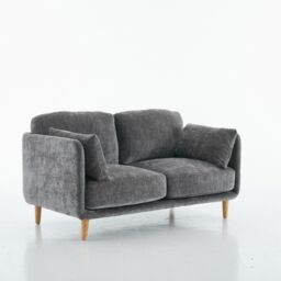 FURNITURE ONE Velvet Upholstered Loveseat, Luxury Modern 2 Seater Sofa in Grey - thumbnail 1