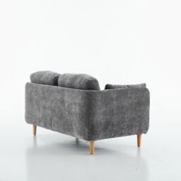FURNITURE ONE Velvet Upholstered Loveseat, Luxury Modern 2 Seater Sofa in Grey - thumbnail 5