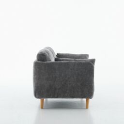 FURNITURE ONE Velvet Upholstered Loveseat, Luxury Modern 2 Seater Sofa in Grey - thumbnail 4