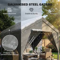 OUTSUNNY 3 x 3 m Outdoor Patio Gazebo with Netting & Curtains, Dark Grey - thumbnail 4