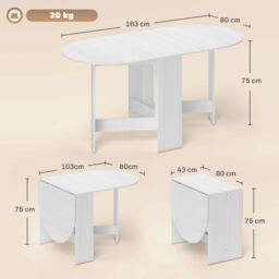 HOMCOM Oval Kitchen Table for Dining Room, Small Space in White - thumbnail 3
