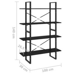 Berkfield Home 4-Tier Book Cabinet Black 100x30x140 cm Solid Pine Wood - Size: 100 x 30 x 140 cm - thumbnail 8