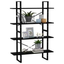 Berkfield Home 4-Tier Book Cabinet Black 100x30x140 cm Solid Pine Wood - Size: 100 x 30 x 140 cm - thumbnail 4