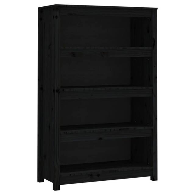 Berkfield Home Book Cabinet Black 80x35x126 cm Solid Wood Pine - Size: 80 x 35 x 126 cm - image 1