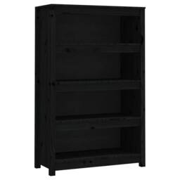 Berkfield Home Book Cabinet Black 80x35x126 cm Solid Wood Pine - Size: 80 x 35 x 126 cm - thumbnail 1