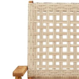 Berkfield Home Folding Garden Chairs 6 pcs Beige Poly Rattan & Solid Wood - thumbnail 9