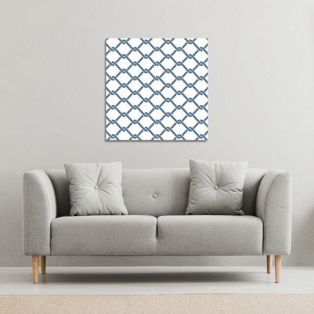 Benjamin Tate Design Navy Chainlink Rope (Canvas Print) / 114 x 114 x 4cm in Natural - Size: 114 x 114 x 4 cm - image 1