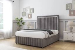 "Sloomy Boston Chrome Naples Divan Set 2 Drawers-26"" Headboard-Footboard in Grey - Size: Small Single" - thumbnail 3