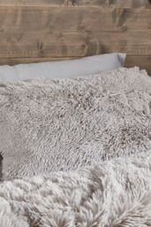 Catherine Lansfield 'Cuddly' Faux Fur Duvet Set in Silver - Size: Double - thumbnail 2