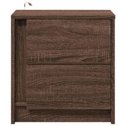 Berkfield Home Stylish Bedside Cabinets with LED Lights 2 pcs Brown Oak Engineer - thumbnail 6