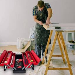 NESTLUNE Metal Cantilever Toolbox Heavy Duty 5 Tray T in Red - thumbnail 6
