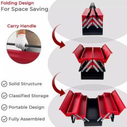 NESTLUNE Metal Cantilever Toolbox Heavy Duty 5 Tray T in Red - thumbnail 5