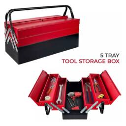 NESTLUNE Metal Cantilever Toolbox Heavy Duty 5 Tray T in Red - thumbnail 3