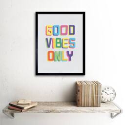 "Artery8 Quote Good Vibes Only Colourful Living Room 12x16"" Framed Art Print - Size: W12"" x H16""" - thumbnail 2
