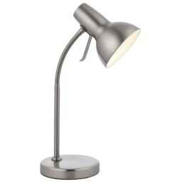 Loops Adjustable Neck Desk Lamp Satin Nickel Industrial Metal Shade Table Work Light in Metallics - thumbnail 1