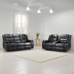 Furnishings For Less UK Orlando Black Leather 3 Piece Electric Reclining Sofas 3 + 2 + 1 - thumbnail 6