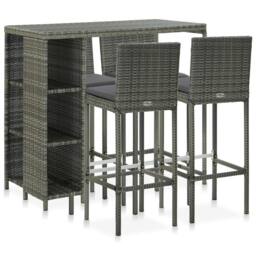 Berkfield Home Elegant 5 Piece Garden Bar Set with Cushions Poly Rattan Grey - thumbnail 2