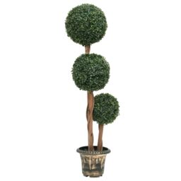 Berkfield Home Artificial Boxwood Plant with Pot Ball Shaped Green 119 cm - thumbnail 1