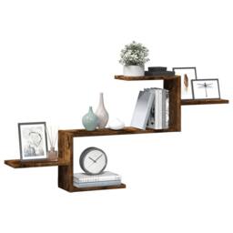 Berkfield Home Wall Shelf Smoked Oak 104x15x49 cm Engineered Wood in Brown - Size: 104 x 15 x 49 cm - thumbnail 3