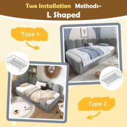 BTM Upholstered daybed with pull-out bed & slatted frame in Grey - thumbnail 6