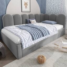 BTM Upholstered daybed with pull-out bed & slatted frame in Grey - thumbnail 9