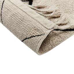 Wyld and Coco Cotton Rug 160 x 230 cm Beige with Black Geometric Pattern and Tassels - Size: 160 cm x 230 cm - thumbnail 4